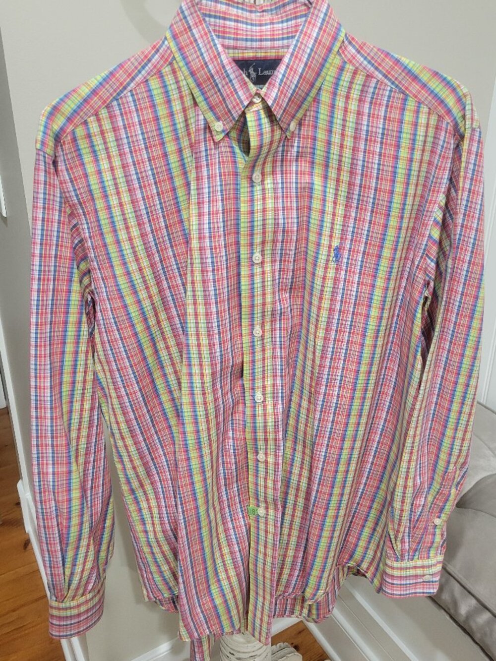Men's Ralph Lauren Classic Fit Shirt Medium Long Sleeve Colorful Plaid Stripe